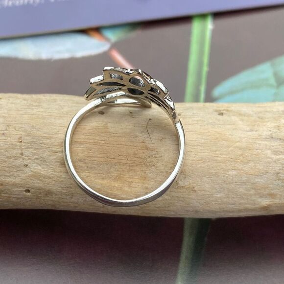 Lotus Flower Sterling Silver Wrap Around Ring - Picture 5 of 6
